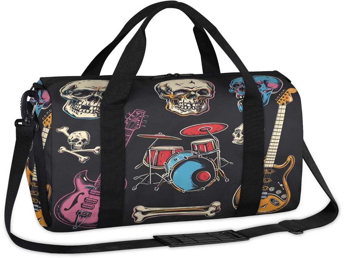 Bolsa Deportiva Colorida Diseño Calavera Rocknroll Para Fines Semana Bolsa Viaje Niños Niñas Mujeres Hombre