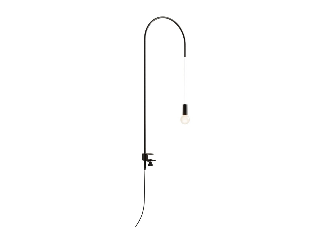 Lámpara de mesa de alambre con pinza, rotación de 200°, 152 cm de altura, metal pintado, bombilla E27 de máx. 60 W incluida, color negro Zafferano