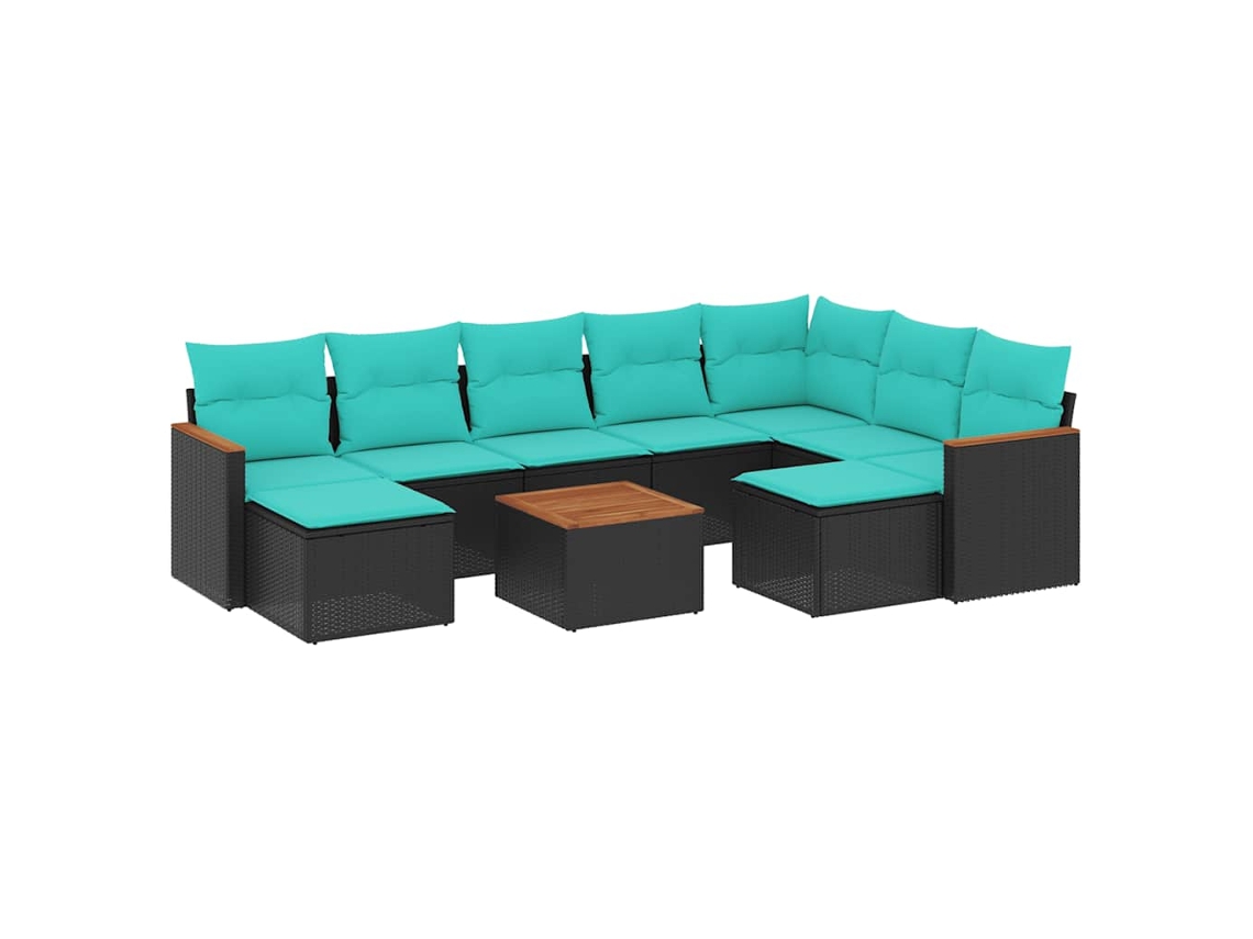 Maison Exclusive - Conjunto De Sofá De Jardín De 10 Piezas Con Cojines, De Poliratán Negro