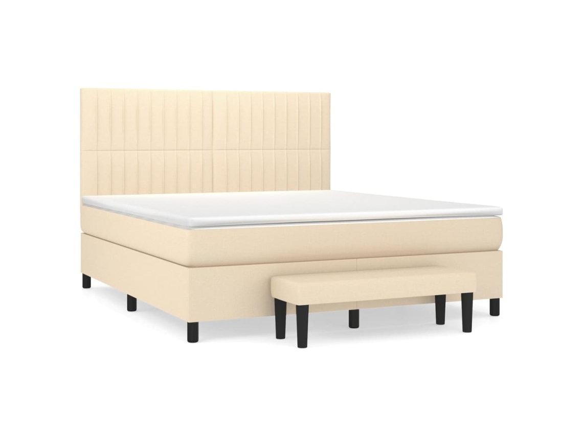 Cama Con Somier VIDAXL Crema Tela (160x200 cm)