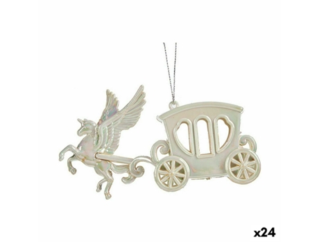 Conjunto de Adornos de Navidad KRIST Adorno Navideño Carruaje Mágico Plástico Beige - 24un (4.5x15X8.5cm)