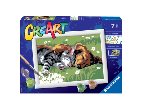 Ravensburger Pintar por Números Gatito y Perrito Durmiendo