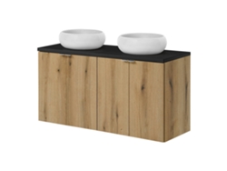 Mueble Lavabo Newport Con 4 Puertas 120 X 72 X 40 Cm Roble / Negro [EN.CASA]