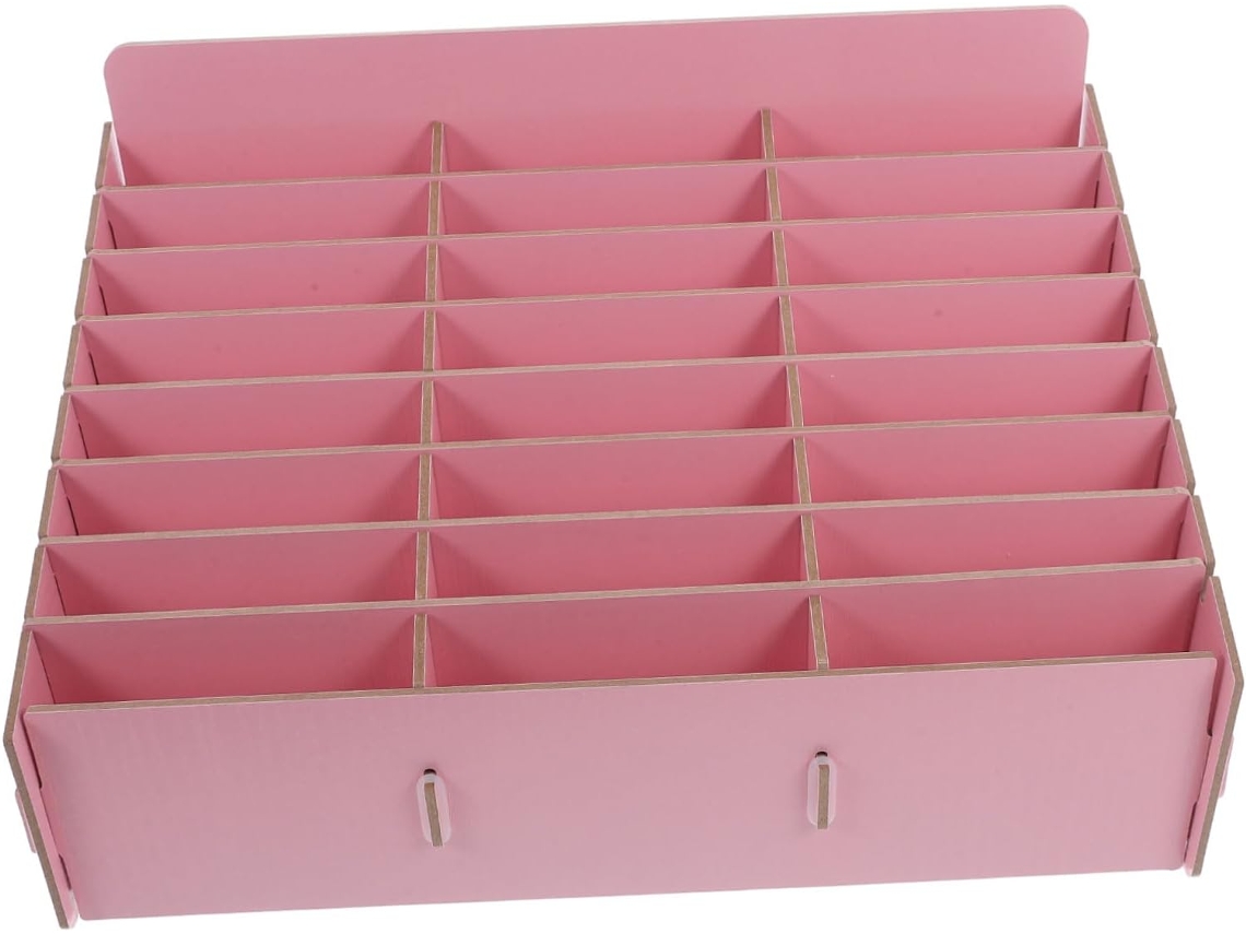 Organizador de madera con múltiples compartimentos para teléfonos móviles, fundas y un versátil soporte de escritorio. SFUSHOS