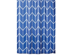 2026-cortina De Ducha Geométrica De Tela - Estampado Herringbone Chevron, Azul/blanco, Para Baño Principal/invitados