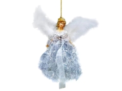 Adorno de árbol de Navidad con forma de ángel, adorno de luz LED NEVEANCE