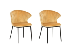 Cadeiras acolchoadas com encosto decorativo BELIANI Augusta de Veludo Amarelo 59x50x81