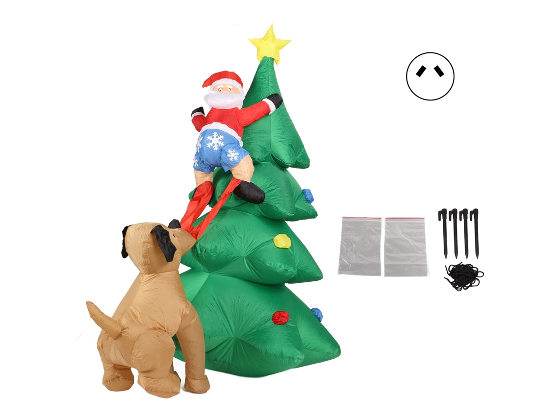 Árbol de Navidad inflable con luces LED para jardín exterior, impermeable, con iluminación automática.