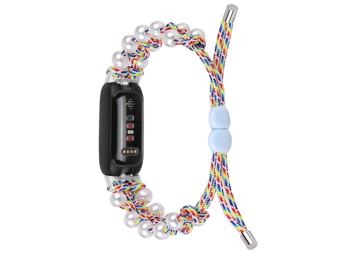 Correa ajustable para reloj inteligente con cuerda trenzada y decoración de perlas para Fitbit Inspire 3 Ly Ebike