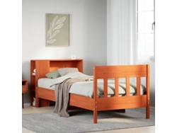 Cama Con Estantería Sin Colchón Madera Maciza Marrón 100x200 Cm