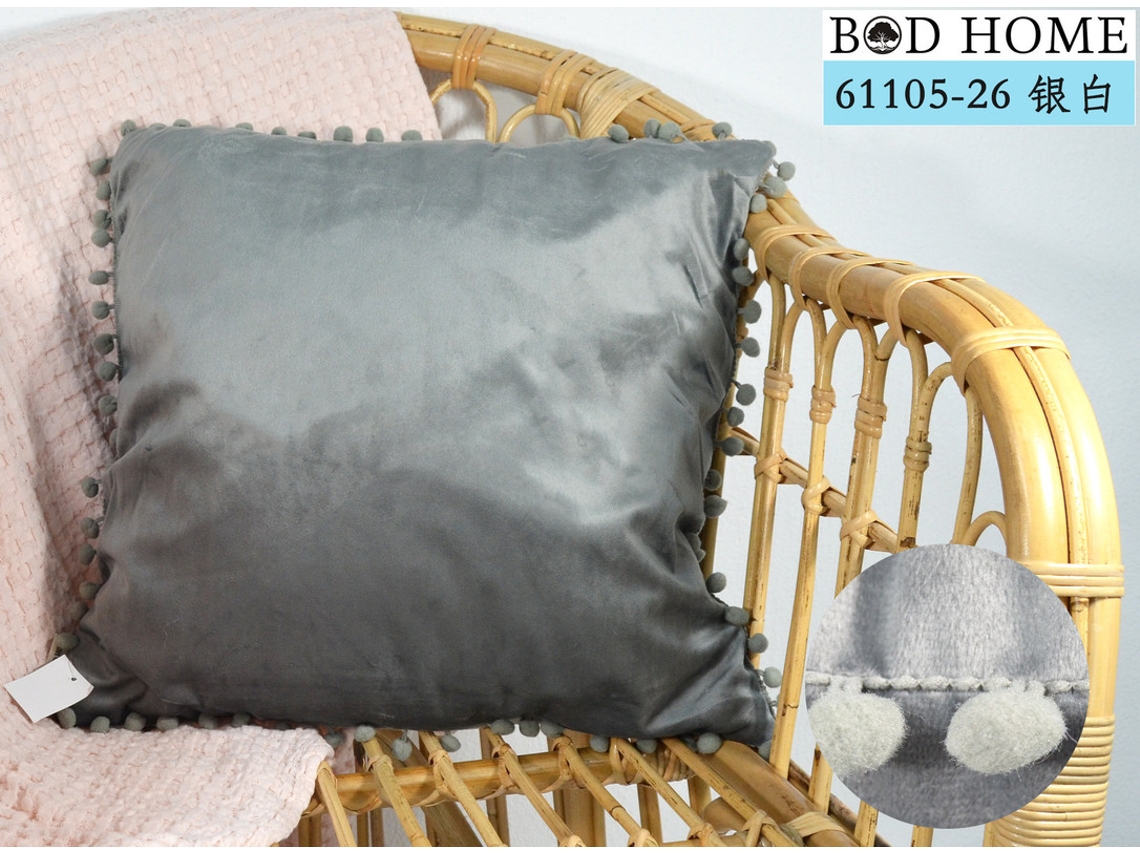 Almofada Lisa Con Rebordo De Bolas Prata 45*45cm BOD HOME