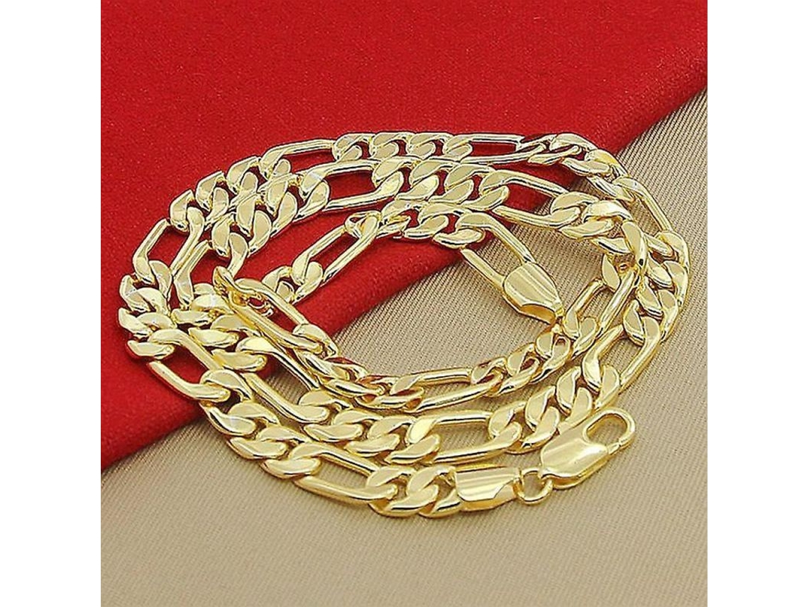 2026-cadena De Oro 24k Color Amarillo Figaro 8mm 60cm Para Hombre Joyería De Lujo 55cm
