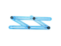Regla De Medición Multiángulo De 4 Lados Con Plantilla Deslizante, Herramienta De Plástico, 25 Cm, Azul