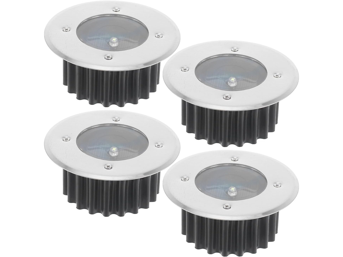Juego De 4 Luces Solares Empotrables De Acero Inoxidable Resistente Al Agua Y Duradero Con Interruptor.