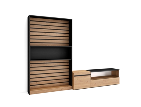 Muebles de Salón para TV 260x186x35cm Para TV hasta 65 Mueble Televisión Roble y negro