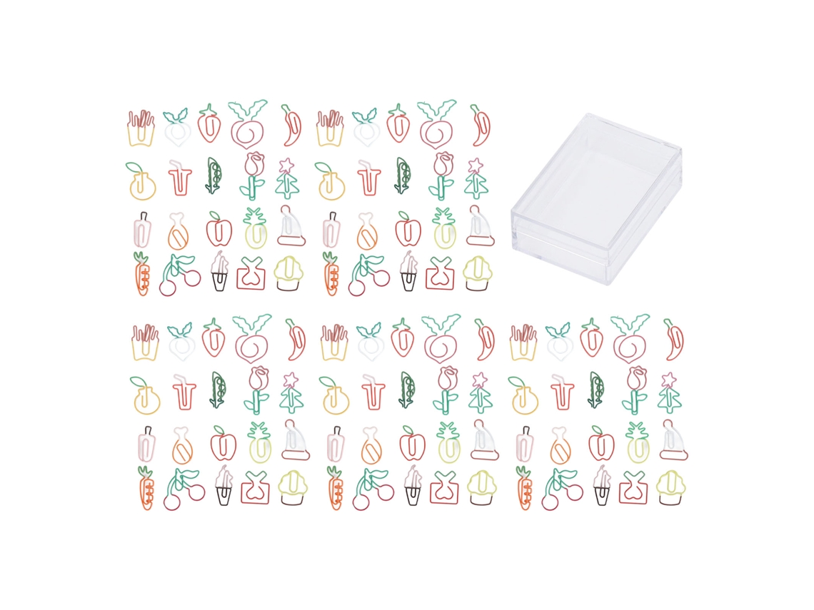 100pcs Clip de Papel Metal Cute 20 Formas Organizador Documentos Escola Escritório