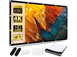 Pantalla De Proyección 120" 16:9 Hd, Plegable, Doble Proyección Lateral Antiarrugas, 265x149cm – Portátil Para Hogar, Escuela, Reuniones