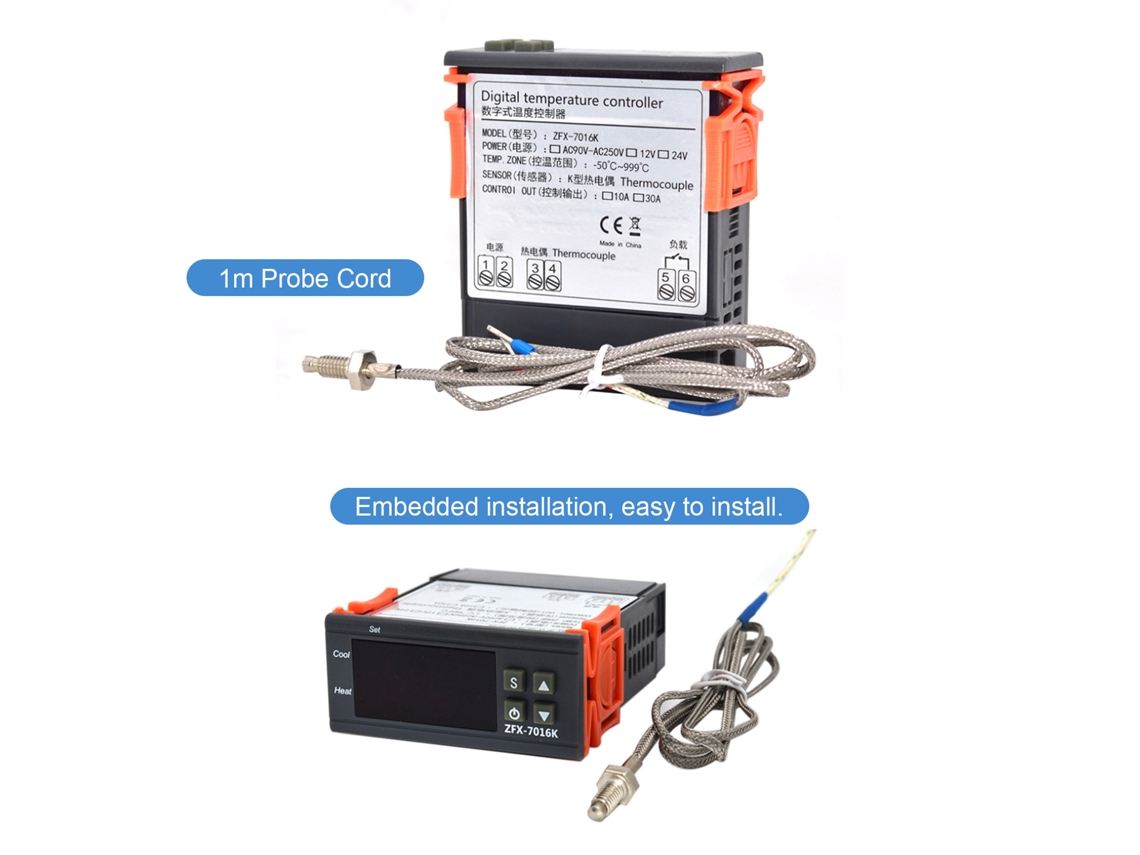 Controlador De Temperatura Digital Inteligente De Alta Precisión Zfx-7016k De 30 A Para Refrigerador, Congelador E Incubadora.