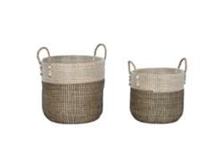 Set 2 Cesta Seagrass Blanco 44x44x49cm
