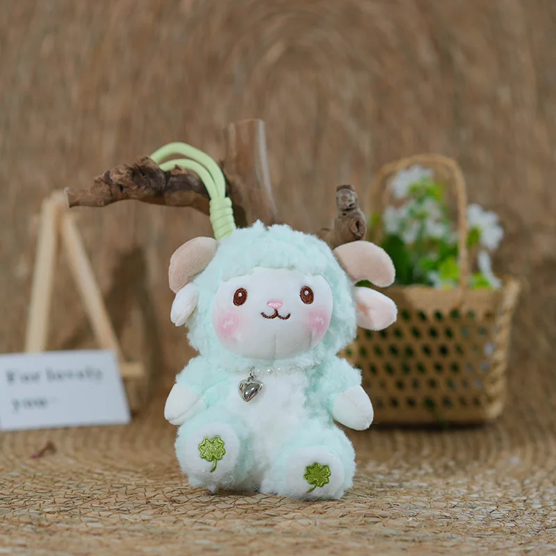 Llavero De Peluche De Cordero De 12 Cm (verde), Adorno Para Bolso.