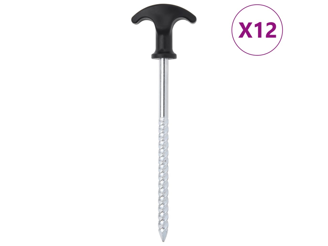 Conjunto 12 Clavijas para tienda VIDAXL acero galvanizado (17 cm Ø7 mm)