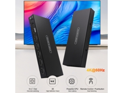 Conmutador Hdmi Con 5 Entradas Y 1 Salida, Hdmi 2.0 Compatible Con 4k60hz Hdr, Mando A Distancia.