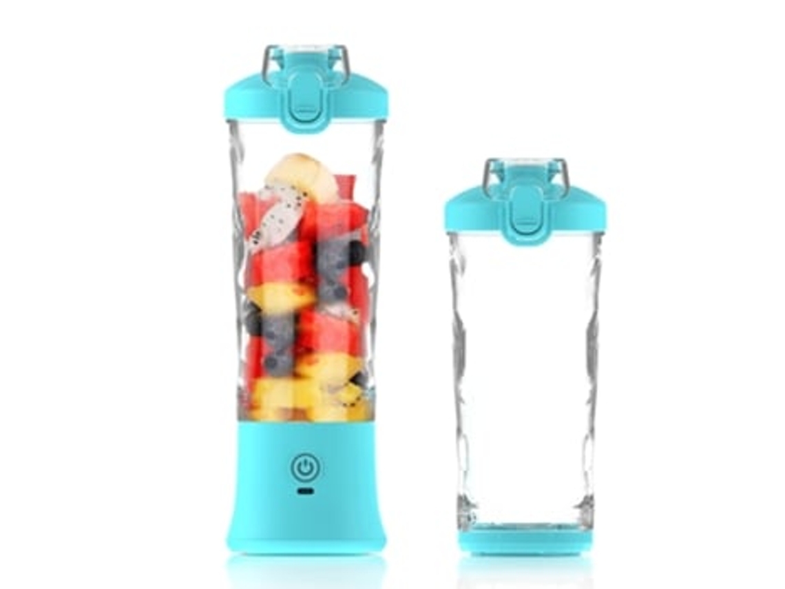 Licuadora portátil recargable por USB con jarra de jugo personal de 600 ml, color azul Henten Home