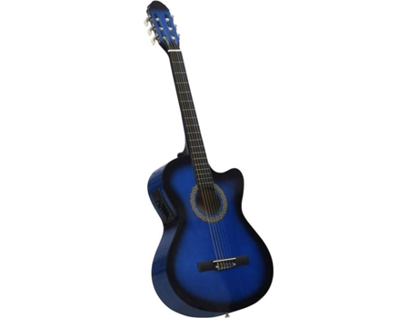 vidaXL Guitarra clásica occidental con ecualizador y 6 cuerdas azul
