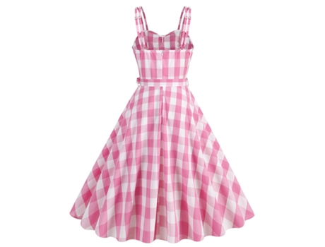Ropa de Navidad Vintage Barbie Pink Plaid vestido de mujer S