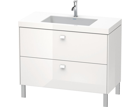 Lavamanos DURAVIT Brioso c-bonded con base de 100,0x48,0 cm 2 cajones sin rebosadero con banco para grifos 1 agujero para grifos