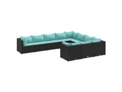 Maison Exclusive - Set De Sofás De Jardín Y Cojines 10 Pzas Ratán Sintético Negro