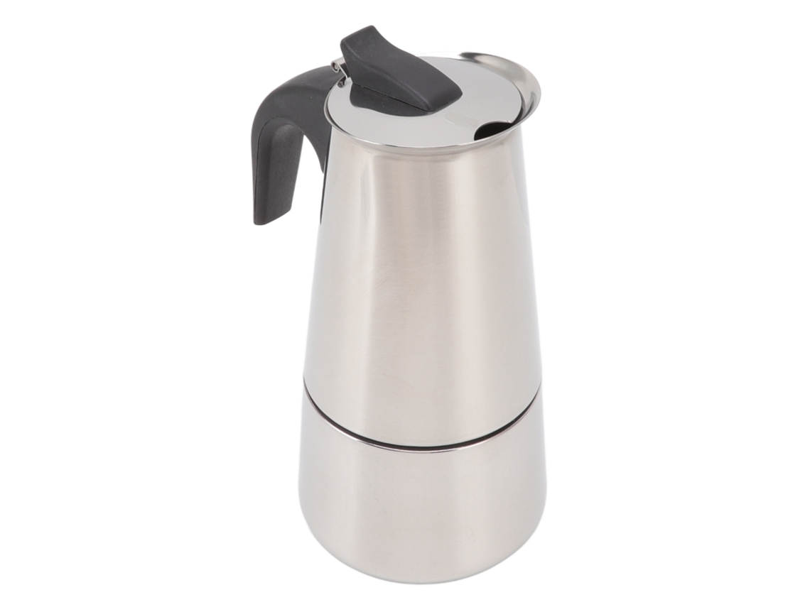 Cafetera portátil de acero inoxidable de grado alimenticio para el hogar y para acampar al aire libre.