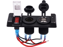 Adaptador Impermeable Para Coche Con Doble Puerto Usb Para Encendedor De Cigarrillos Y Panel De Carga Para Barco.