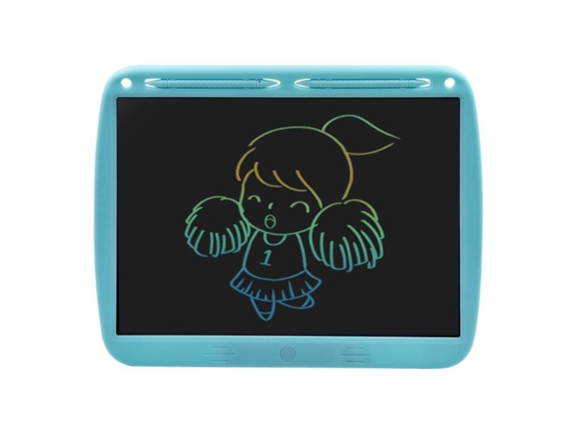 Tableta de escritura recargable de 15 pulgadas con línea colorida, tableta de escritura LCD con doble lápiz, tablero de dibujo para niños Mdug (azul)
