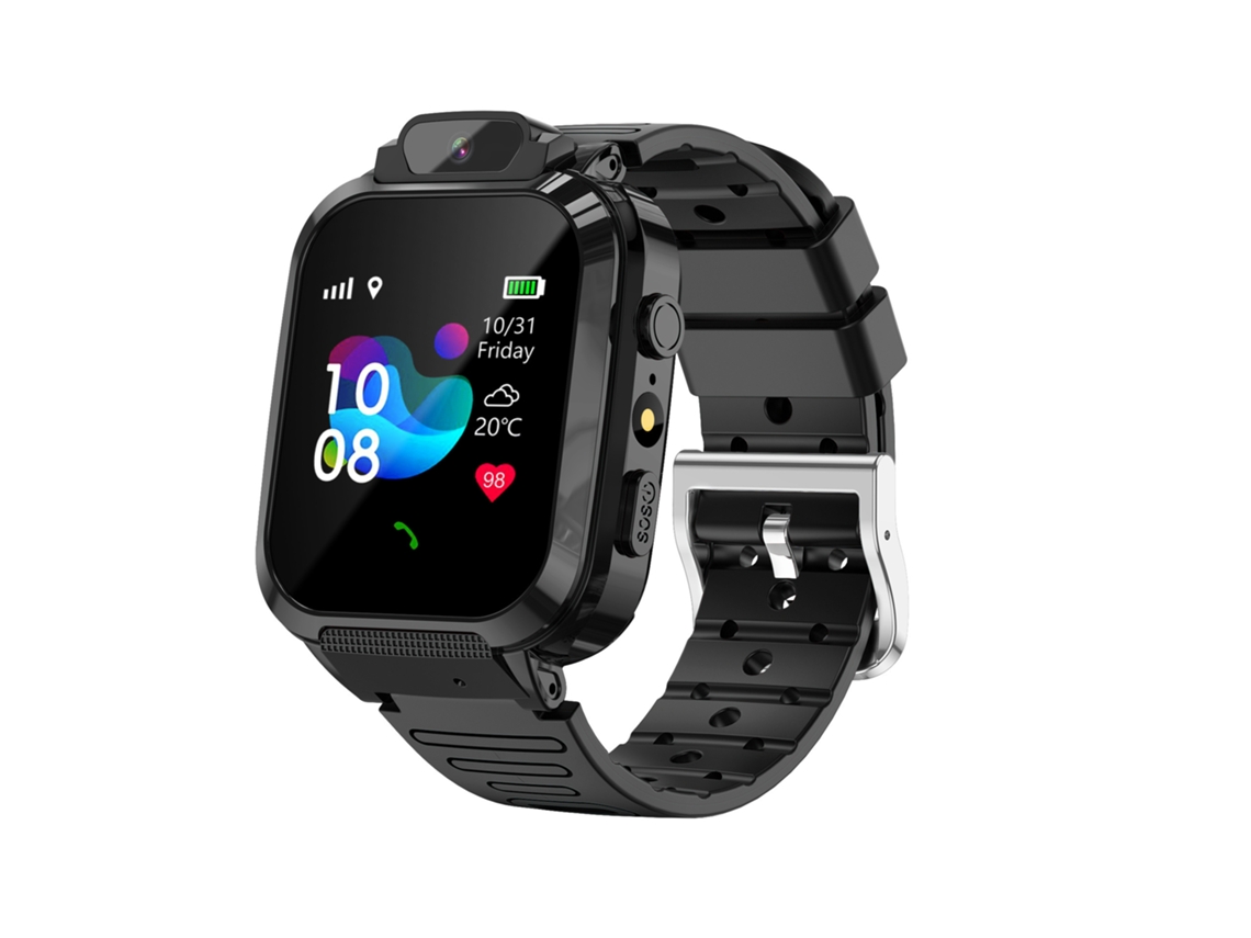 Reloj inteligente Mdug para niños: videollamadas, SMS, asistencia 24 horas y llamada de emergencia SOS (negro)