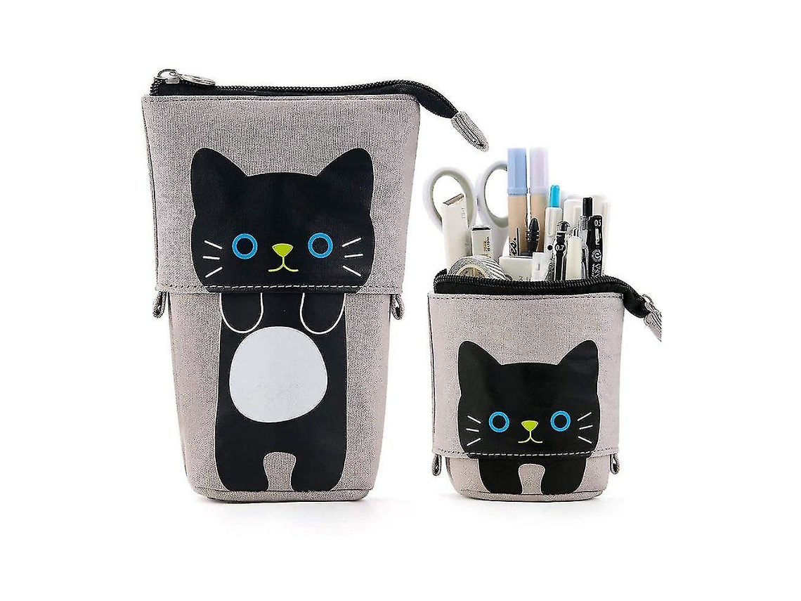Estuche para lápices, portalápices con diseño de gato de dibujos animados, bonito estuche para lápices, estuche de pie, estuche de papelería Giftrosa Chennnls