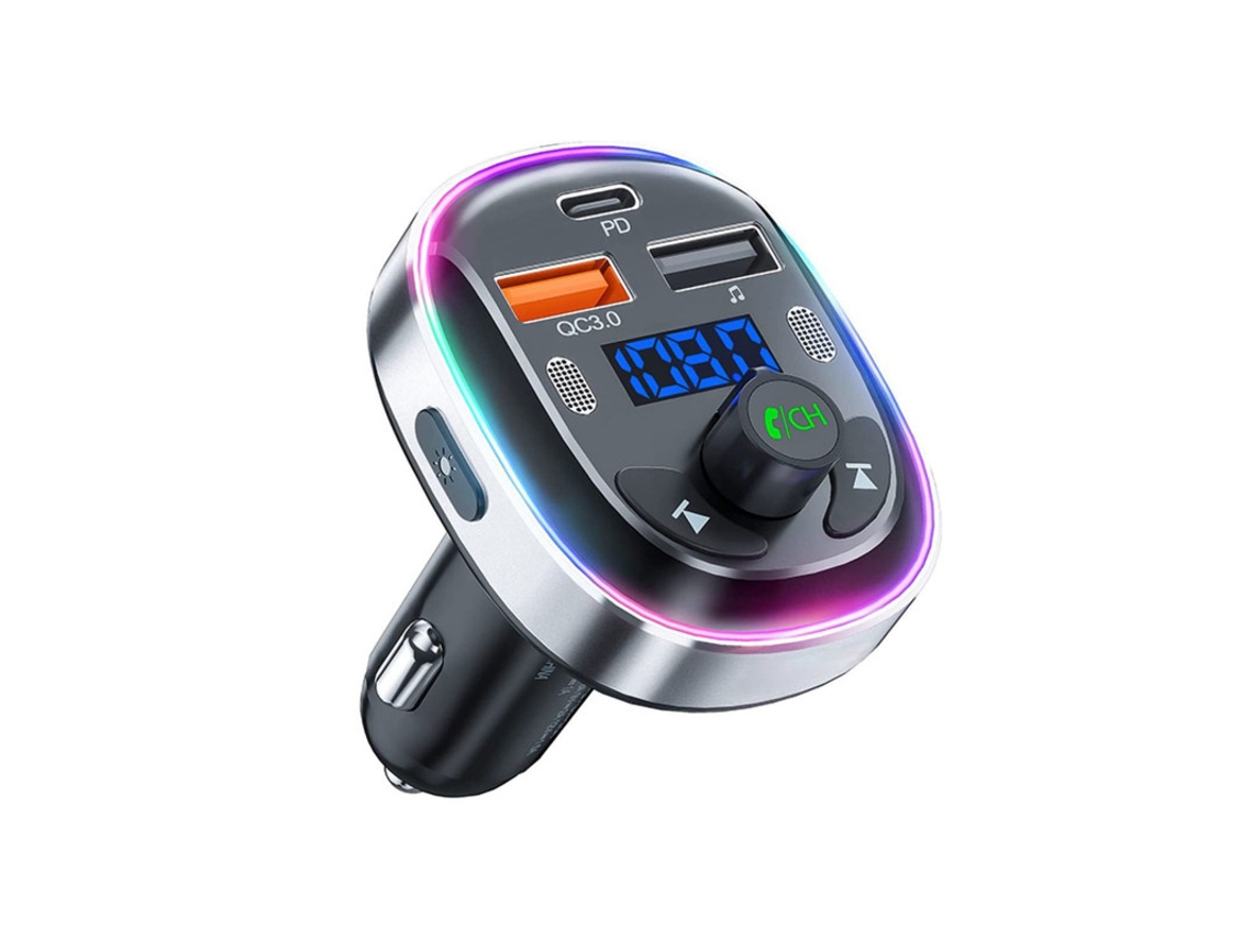 Transmisor de FM YIZHOOD T81 Receptor de audio inalámbrico manos libres Bluetooth 5.0 MP3 USB PD 30W Cargador rápido negro
