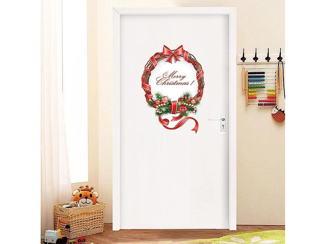 Gran pegatina navideña para ventana y pared con árbol de Navidad decorativo
