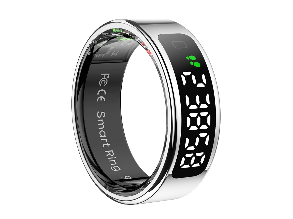(talla 10, Plata) Anillo Inteligente Con Pantalla, Tacto Inteligente, Resistente Al Agua Hasta 5 Atm, Unisex, Admite Carga Inalámbrica.