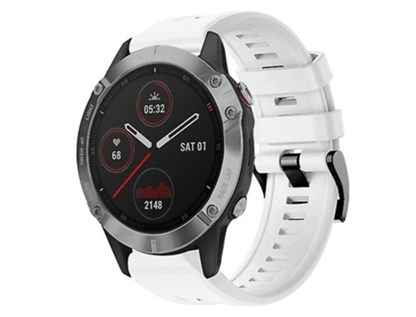 Correa para Garmin Fenix 6 GPS Hebilla de metal Correa de reloj de silicona de color sólido Blanco VENISYMLIS