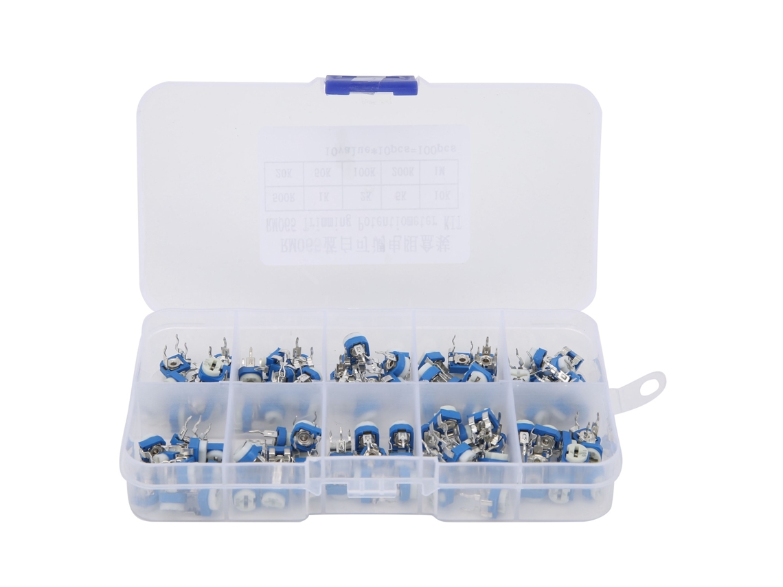100 Piezas Potenciómetro Trimmer Variable Resistencia Rm065 Azul Blanco