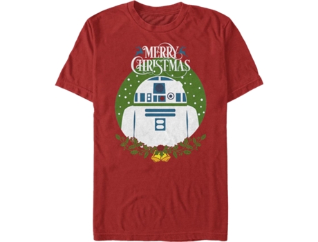 Camiseta Unisexo DEEPSTONE R2-D2 Merry Christmas Star Wars Rojo (S)