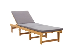 Tumbona plegable Mueble para patio Asiento de jardín con cojín madera maciza de acacia