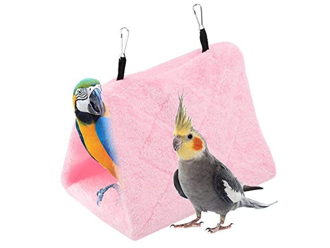 2026-hammock Para Pájaros Linjou Plush Suave Colgante Caja Cueva Cálida Jaula 13x12x17cm Rosa