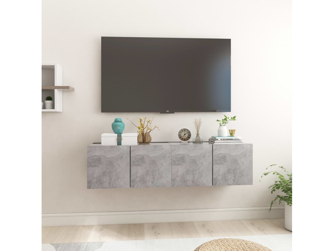 Estantería/Muebles de TV para Pared 2 Pzs 60X30X30 Cm Gris Cemento