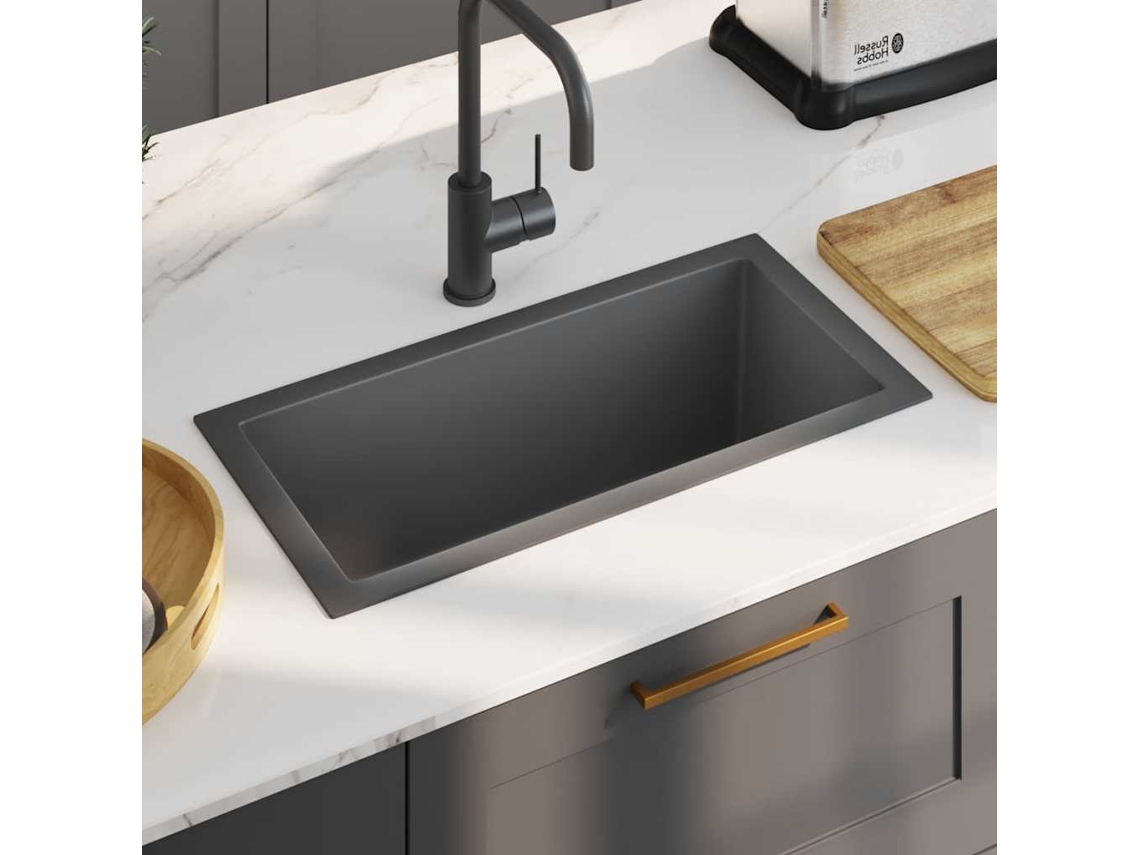 Lavavajillas de cocina DKD HOME DECOR de acero inoxidable negro hecho a mano