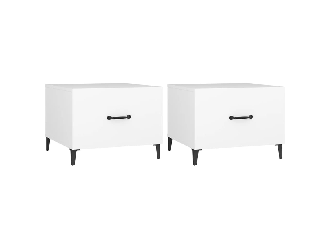Mesa de centro con patas de metal, 2 piezas, blanca, MAISON EXCLUSIVE (50x50x40 cm)