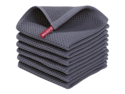 2026-35261-toallas De Cocina 100% Algodón, Ultra Absorbentes Y Suaves, Tejido De Waffle, 6 Piezas, Color Gris