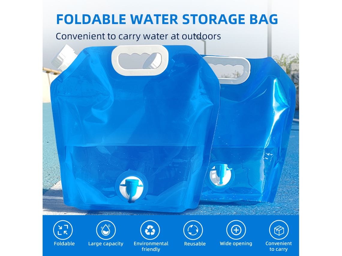 Bolsa Plegable De Almacenamiento De Agua De 2 Piezas, Con Capacidad De 10 Litros, Grande Y Apta Para Alimentos, Ideal Para Acampar, Hacer Senderismo Y Actividades Al Aire Libre.