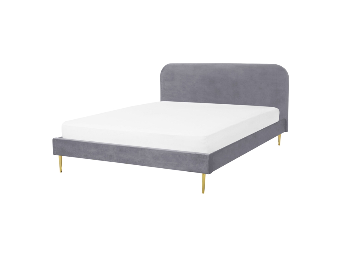 Cama con somier BELIANI Flayat de Terciopelo Gris 153x215x109